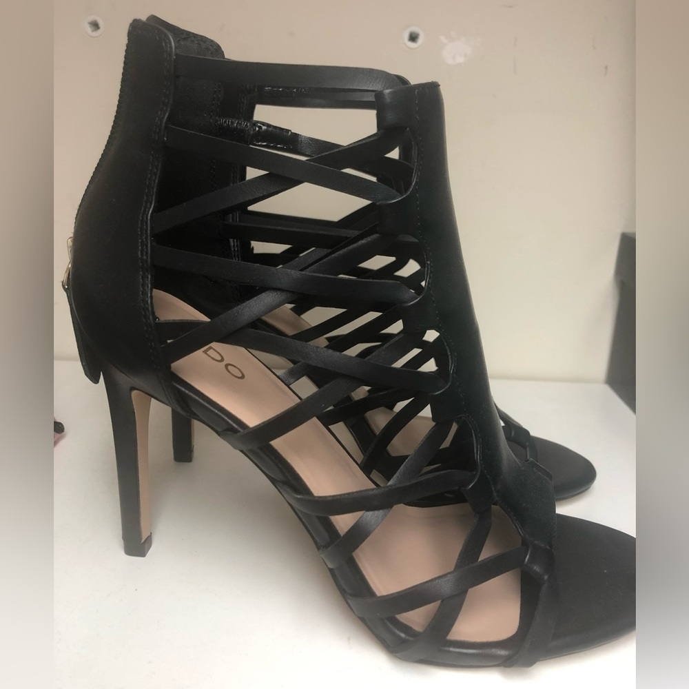 Aldo Women’s Black Strappy 4” Heel Sandals FELILIA